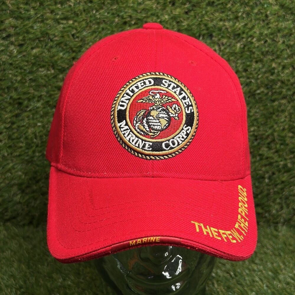 USMC United States Marine Corps Classic Eagle Globe & Anchor Hat Embroidered Red